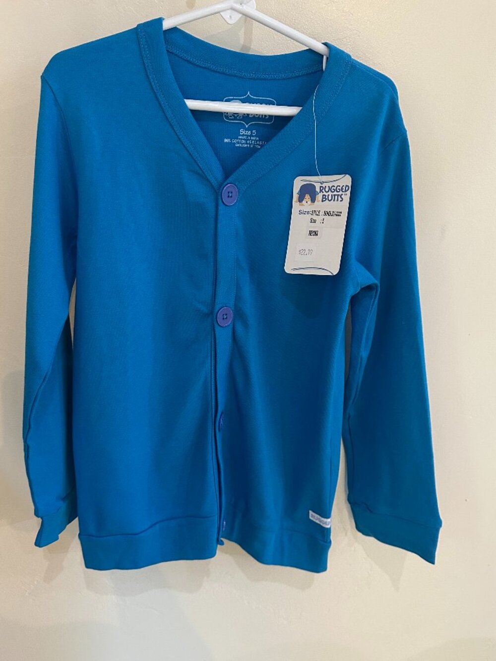 NWT RuggedButts Electric Royal Blue Button Up Cotton Cardigan Sweatshirt